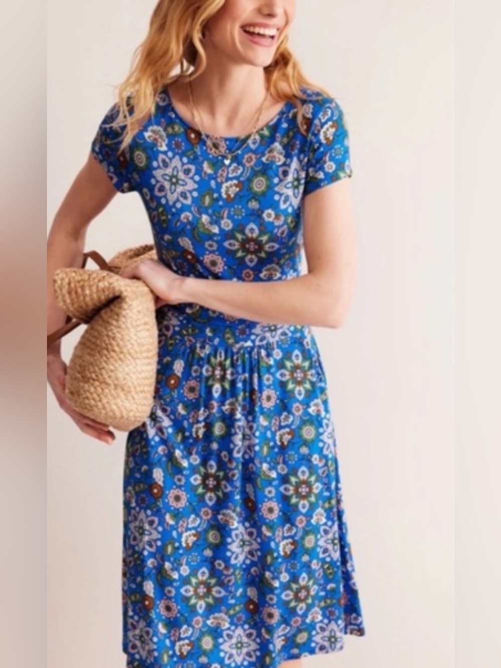 Boden Amelie Jersey Floral Dress Blue US 20 - 22 R